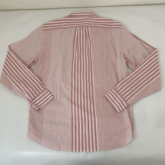 J Crew Shirt Men Large Broken In Oxford Button Up Slim Pink Stripe Preppy Career - Picture 2 of 9